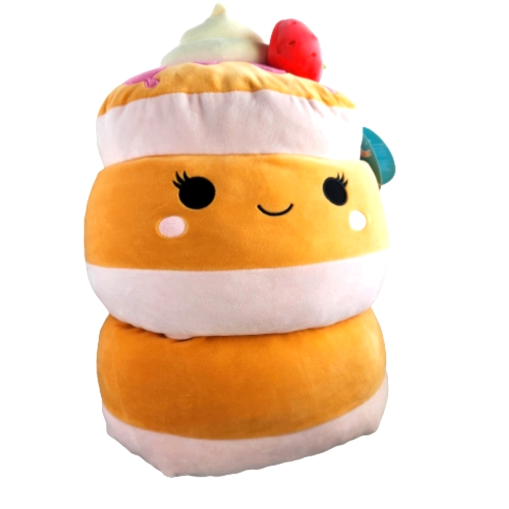 RARE Squishmallows Sawtelle Strawberry Pancake 16" New With Bio Tag Plush Pillow